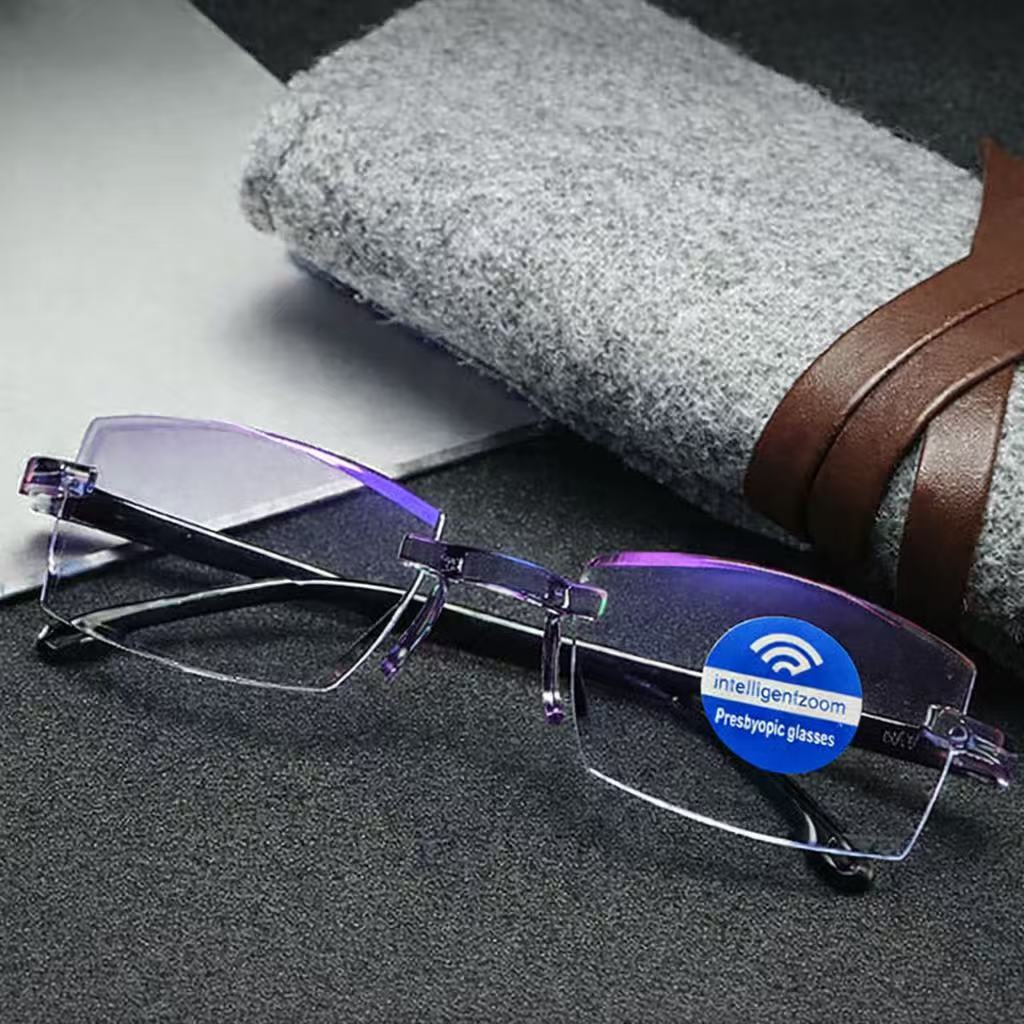 Zestaw samoregulujących się, wieloogniskowych okularów z filtrem światła niebieskiego + skórzane etui